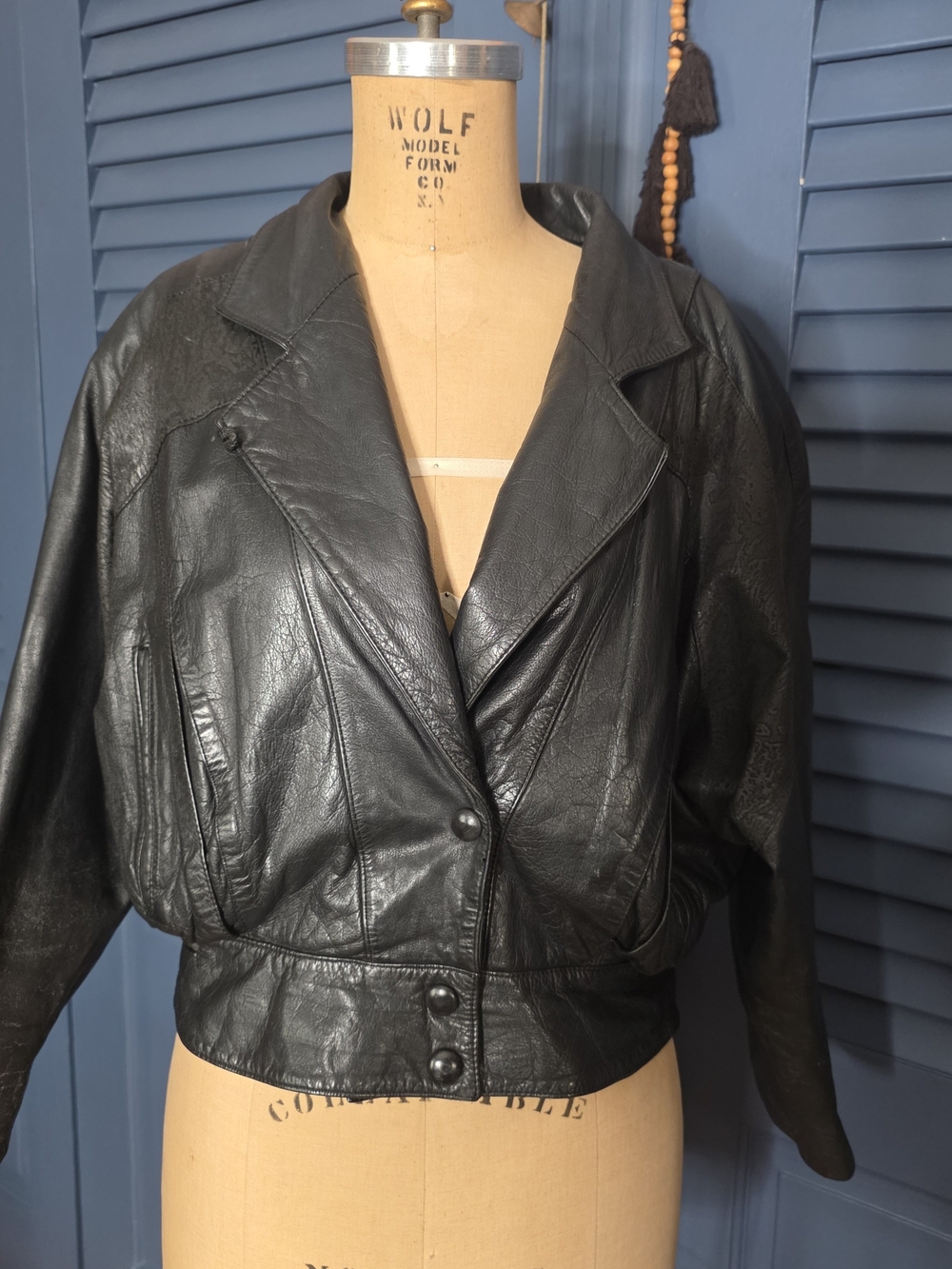 Vintage 80s Byrnes & Baker Cropped Black Leather Jacket Size L